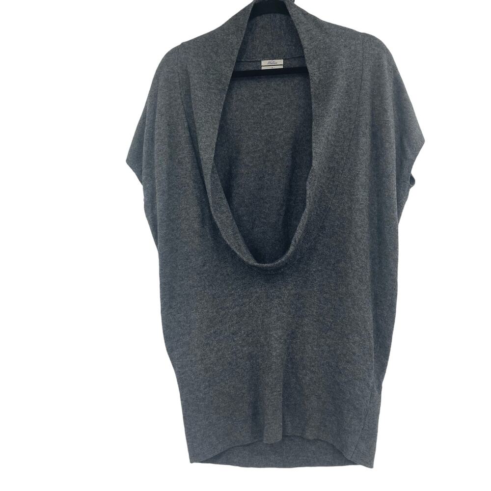 Wallace by Madewell Gray Plunge Tunic Lambs Wool Cashmere Rabbit Sweater Small